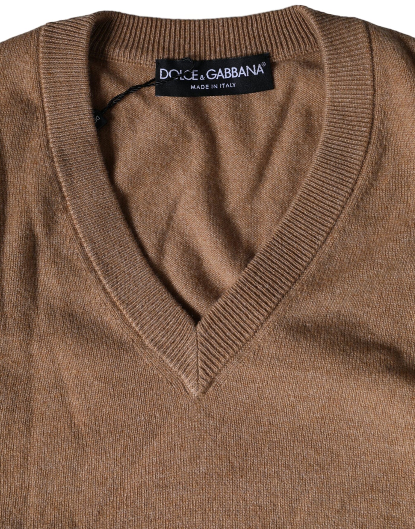 Dolce &amp; Gabbana Bruine Kasjmier Gebreide V-hals Trui