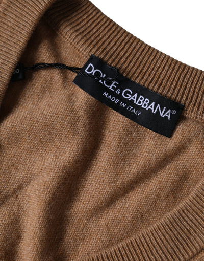 Dolce &amp; Gabbana Bruine Kasjmier Gebreide V-hals Trui