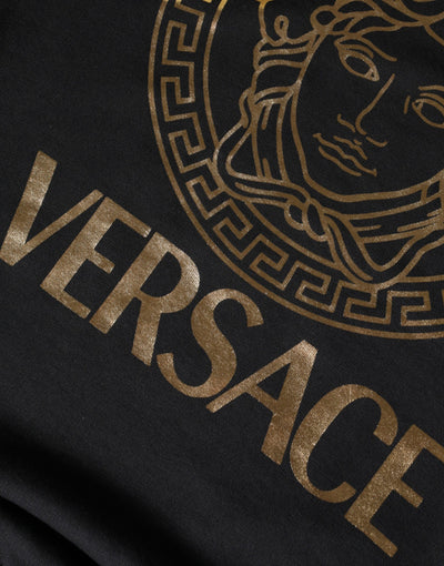 Versace Zwarte Medusa Fleece Katoenen Sweatshirt Trui met Ronde Hals