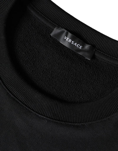 Versace Zwarte Medusa Fleece Katoenen Sweatshirt Trui met Ronde Hals