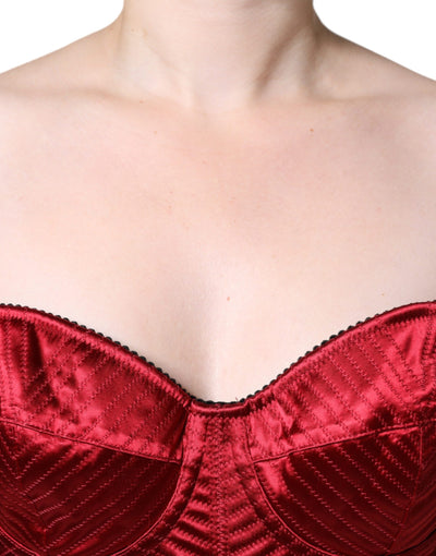 Robe mi-longue moulante en dentelle rouge style bustier Dolce &amp; Gabbana