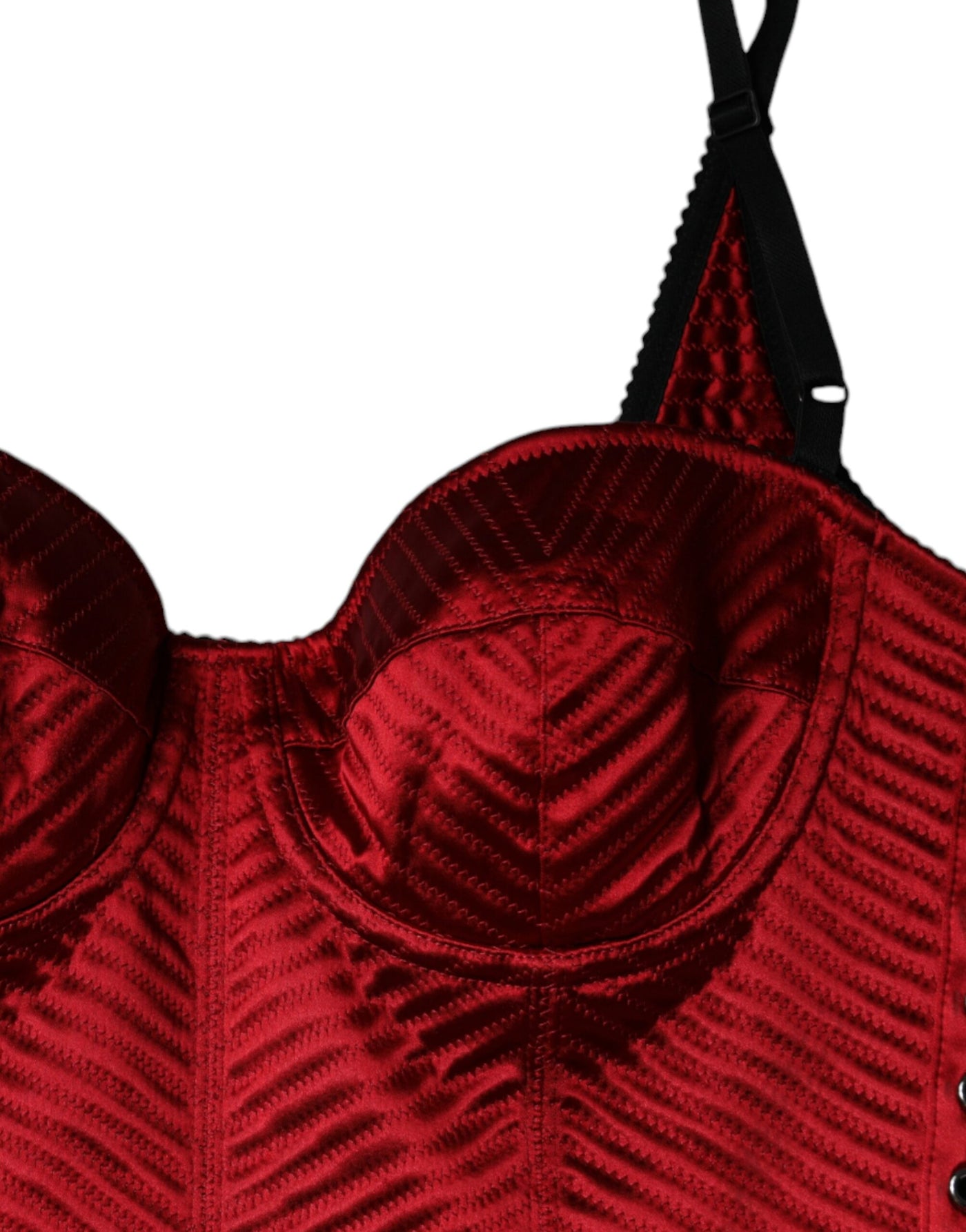 Robe mi-longue moulante en dentelle rouge style bustier Dolce &amp; Gabbana
