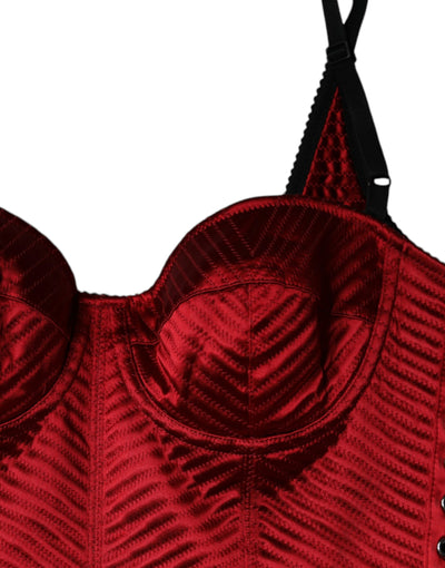 Robe mi-longue moulante en dentelle rouge style bustier Dolce &amp; Gabbana