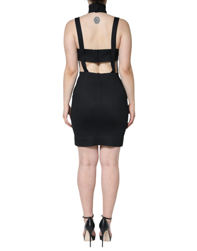Robe courte moulante noire sans manches à découpes Dolce &amp; Gabbana