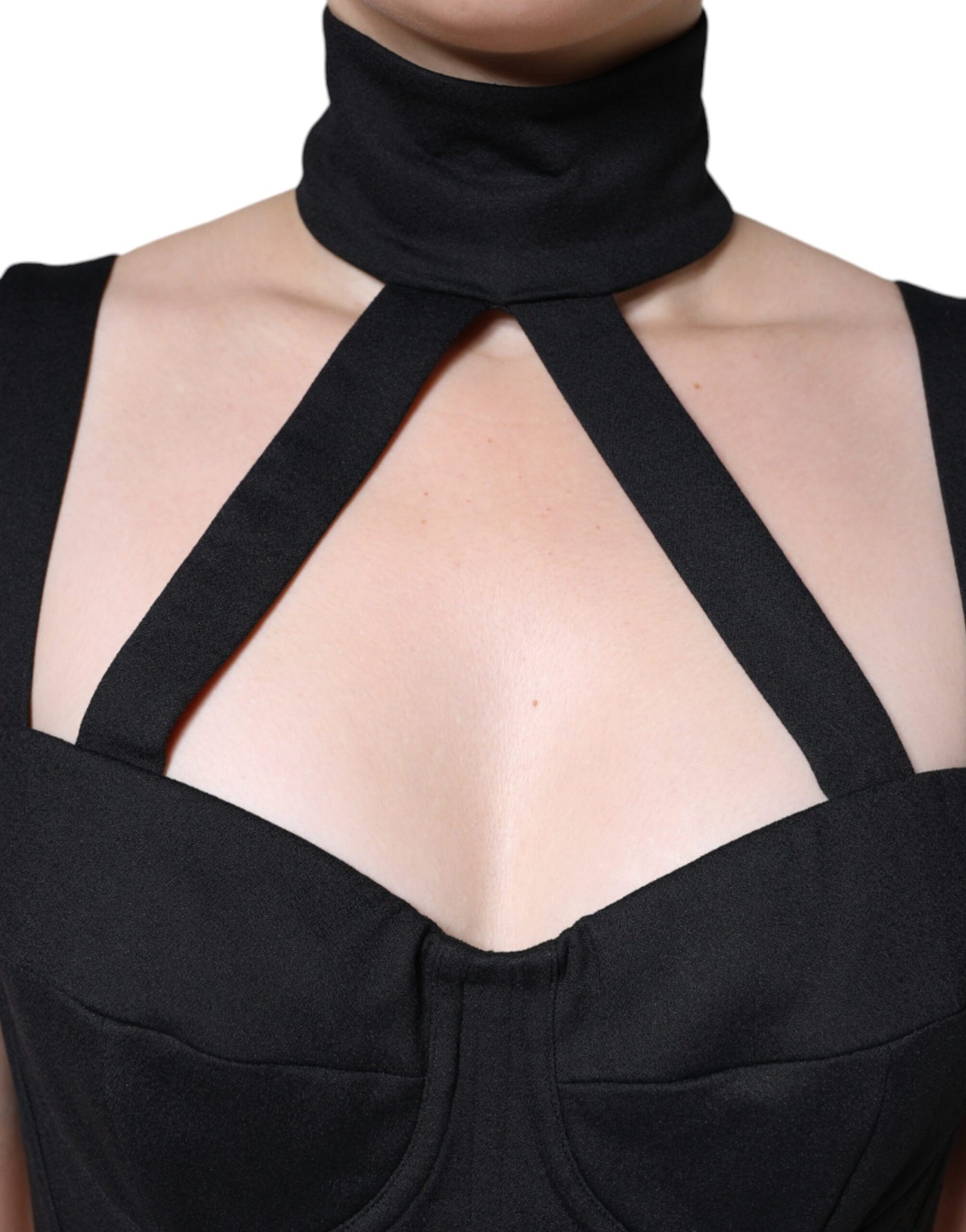 Robe courte moulante noire sans manches à découpes Dolce &amp; Gabbana