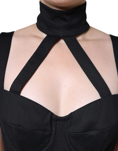 Robe courte moulante noire sans manches à découpes Dolce &amp; Gabbana