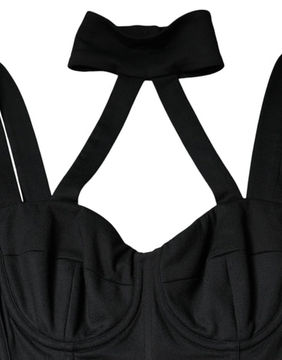 Robe courte moulante noire sans manches à découpes Dolce &amp; Gabbana