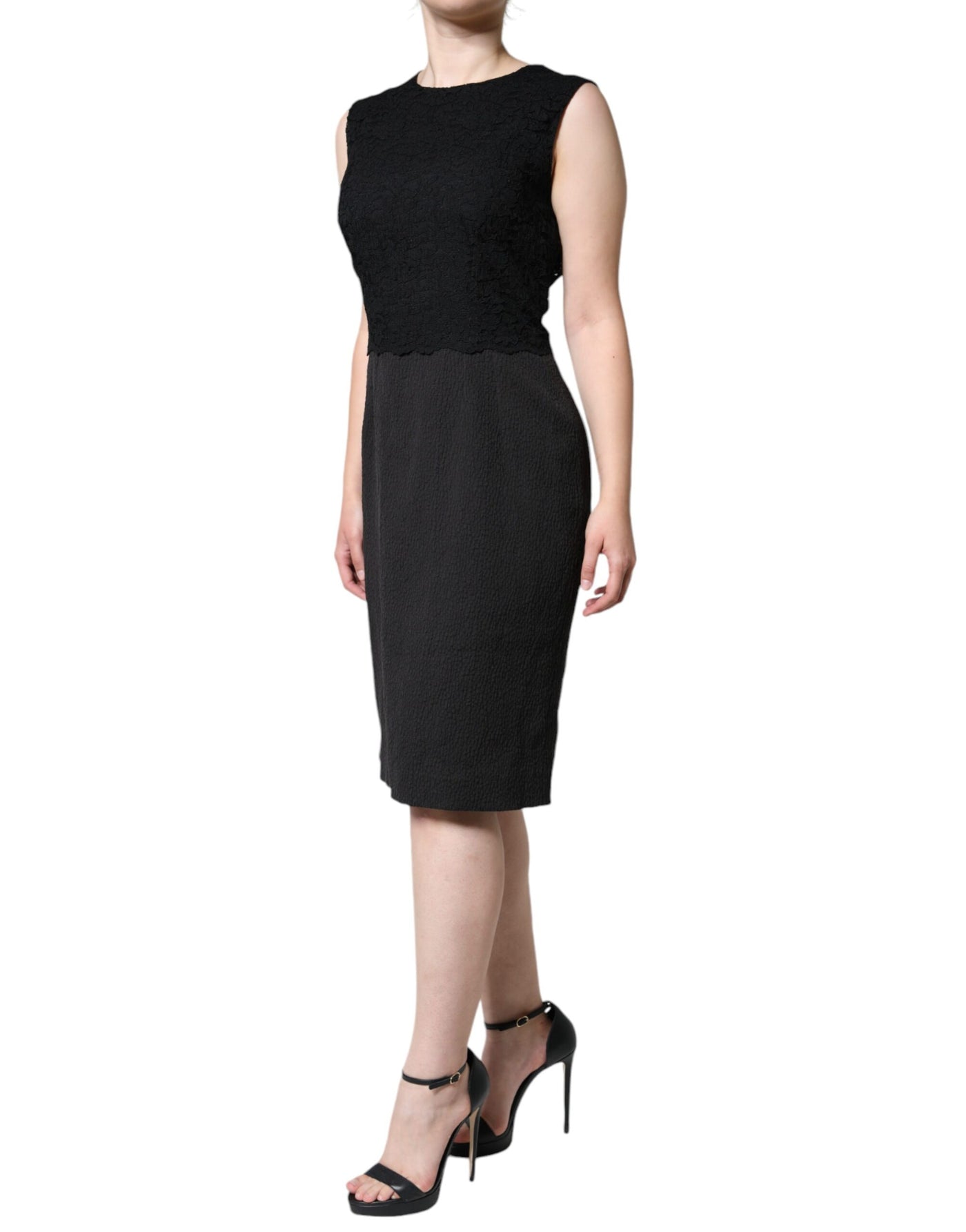 Robe fourreau en coton noir Dolce &amp; Gabbana longueur genou