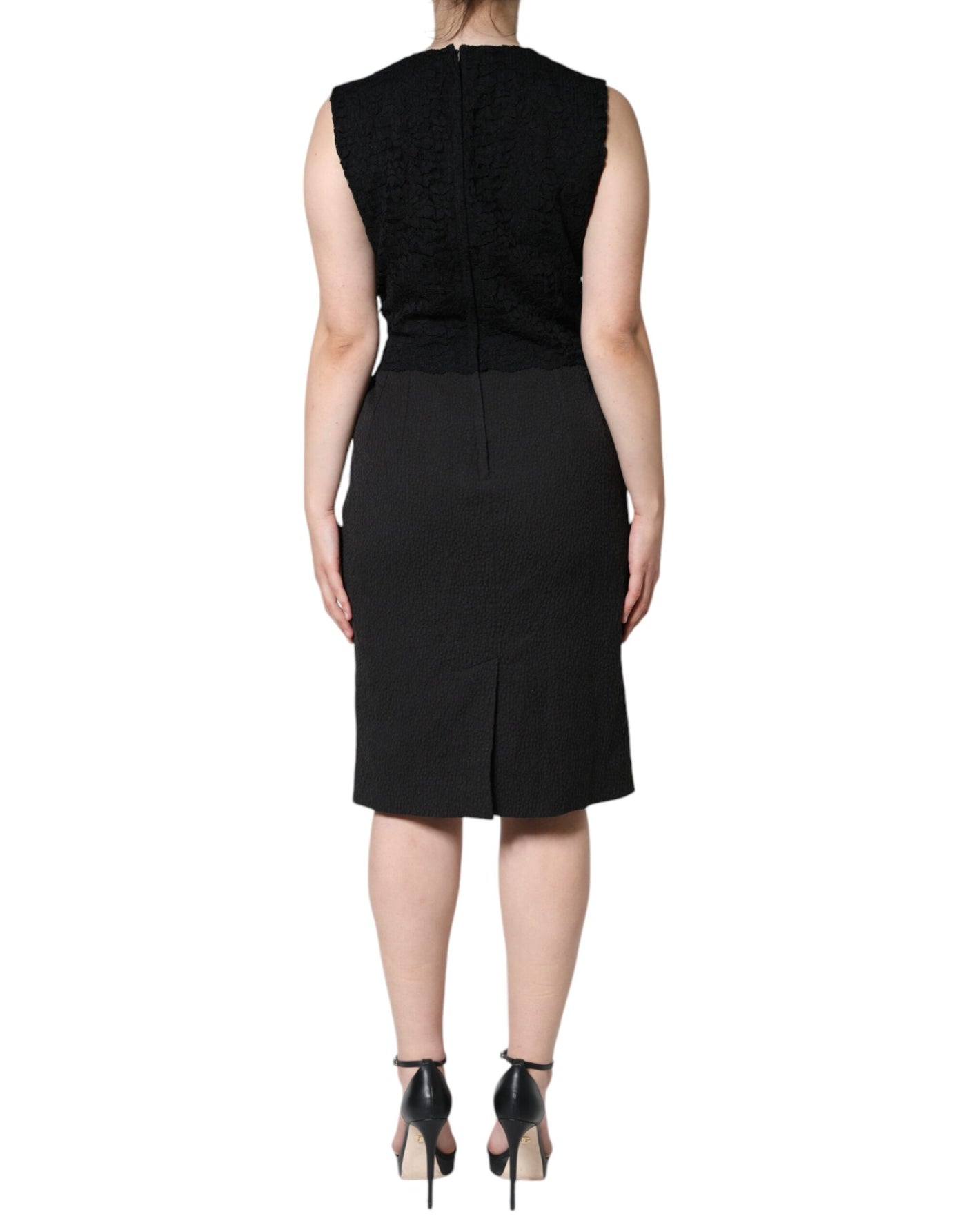 Robe fourreau en coton noir Dolce &amp; Gabbana longueur genou