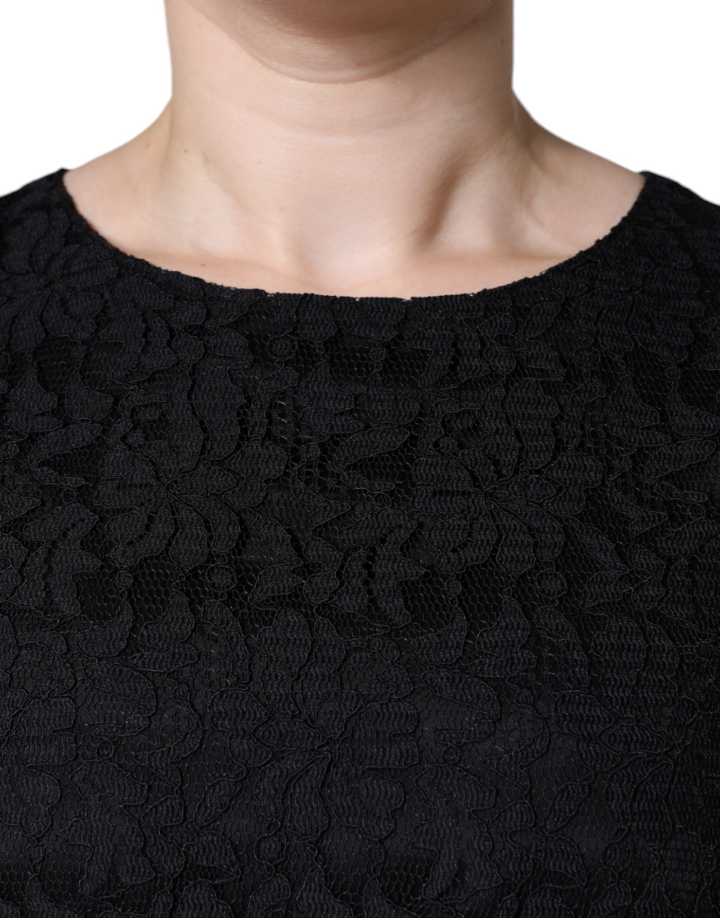 Mini-robe fourreau sans manches en dentelle florale noire Dolce &amp; Gabbana