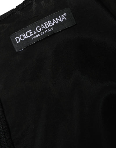 Mini-robe fourreau sans manches en dentelle florale noire Dolce &amp; Gabbana