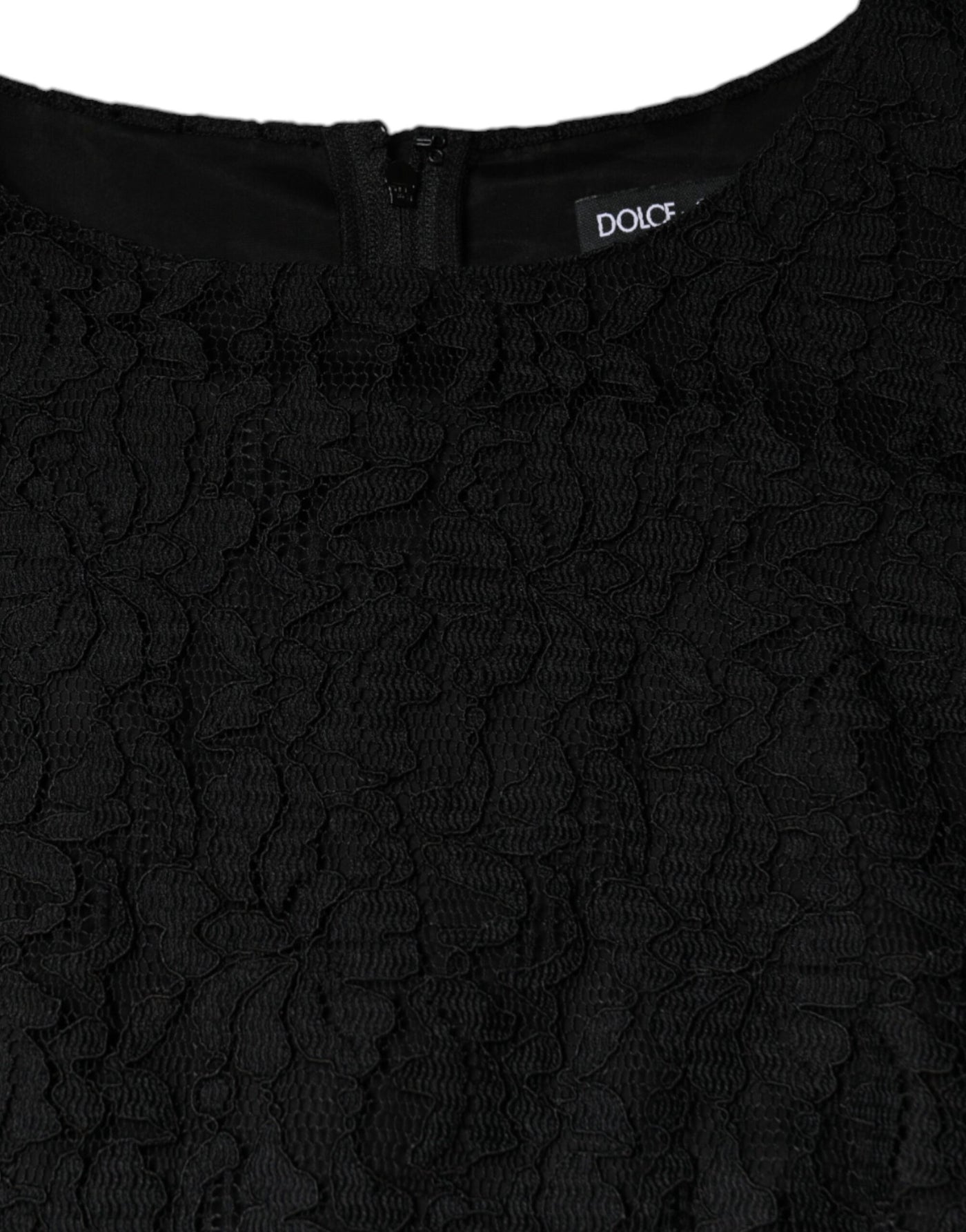 Mini-robe fourreau sans manches en dentelle florale noire Dolce &amp; Gabbana