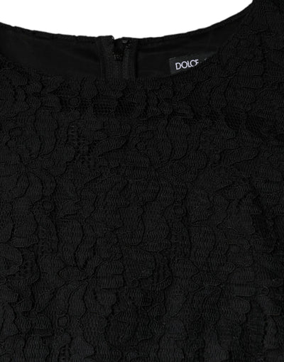 Mini-robe fourreau sans manches en dentelle florale noire Dolce &amp; Gabbana
