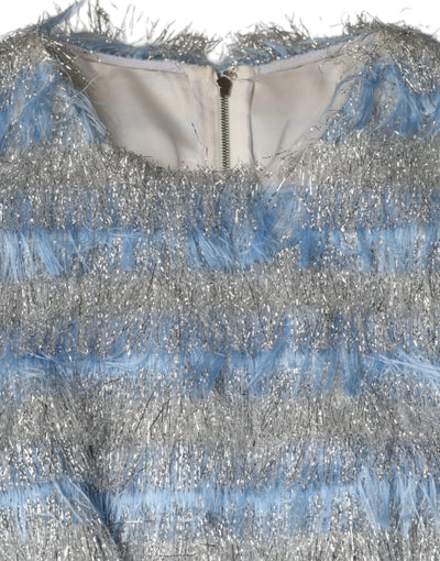 Robe mi-longue trapèze en jacquard bleu clair argenté Dolce &amp; Gabbana
