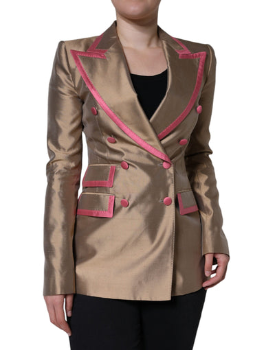 Veste blazer croisée marron métallisé Dolce &amp; Gabbana