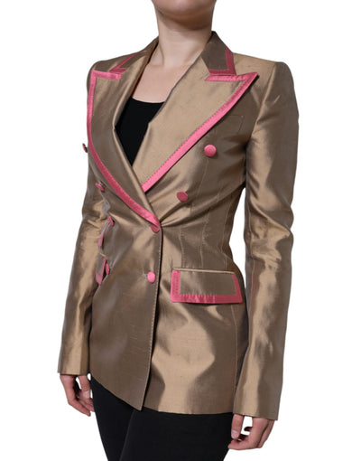 Veste blazer croisée marron métallisé Dolce &amp; Gabbana