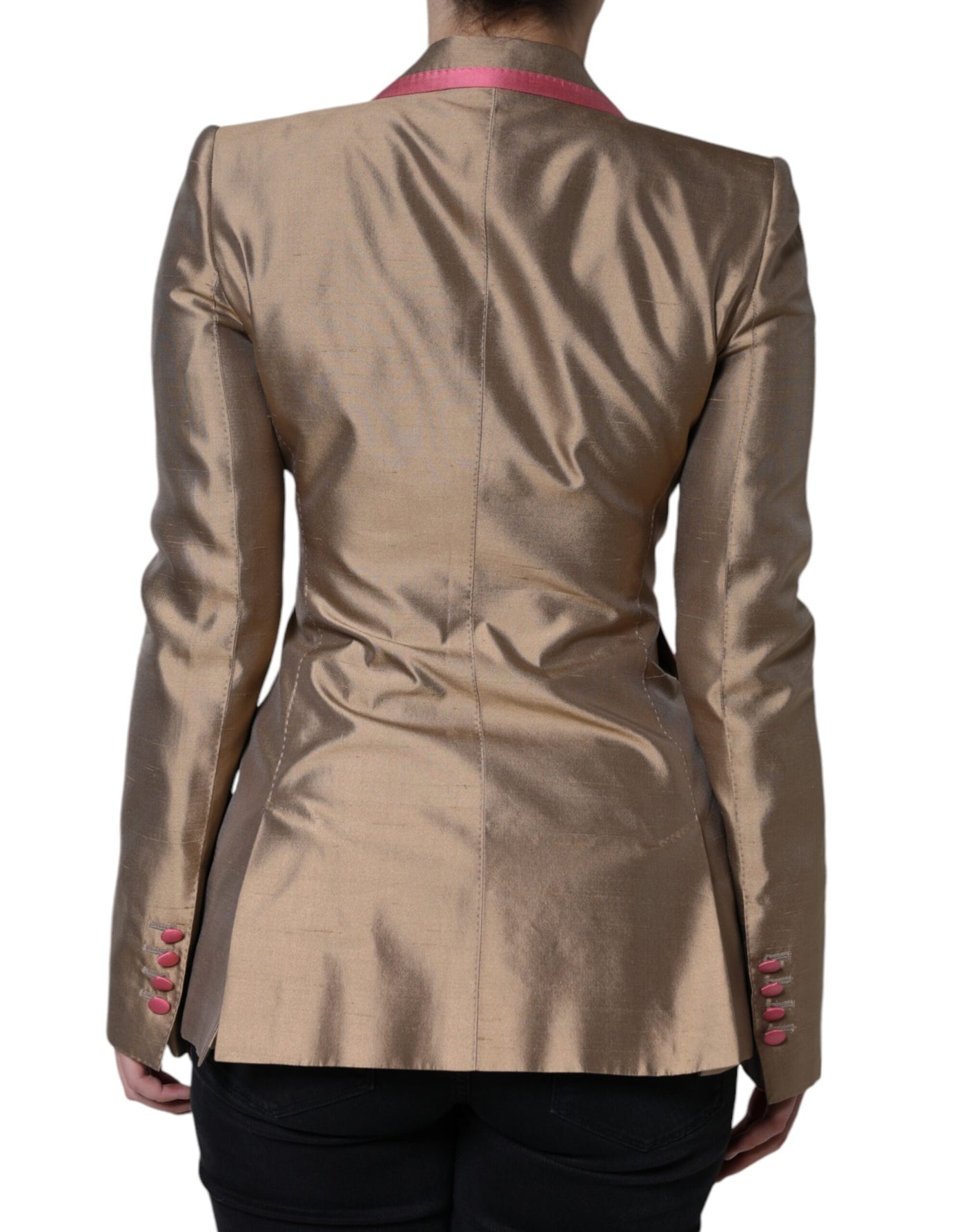 Veste blazer croisée marron métallisé Dolce &amp; Gabbana