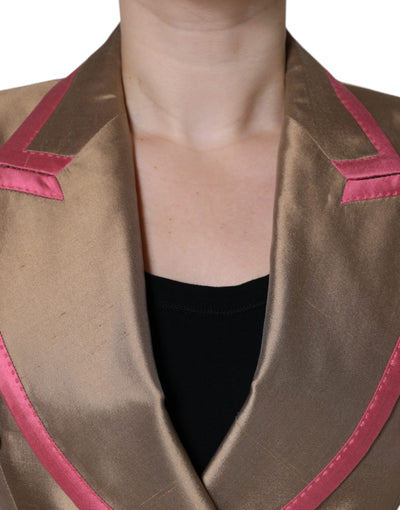 Veste blazer croisée marron métallisé Dolce &amp; Gabbana