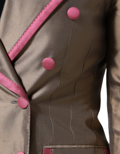Veste blazer croisée marron métallisé Dolce &amp; Gabbana