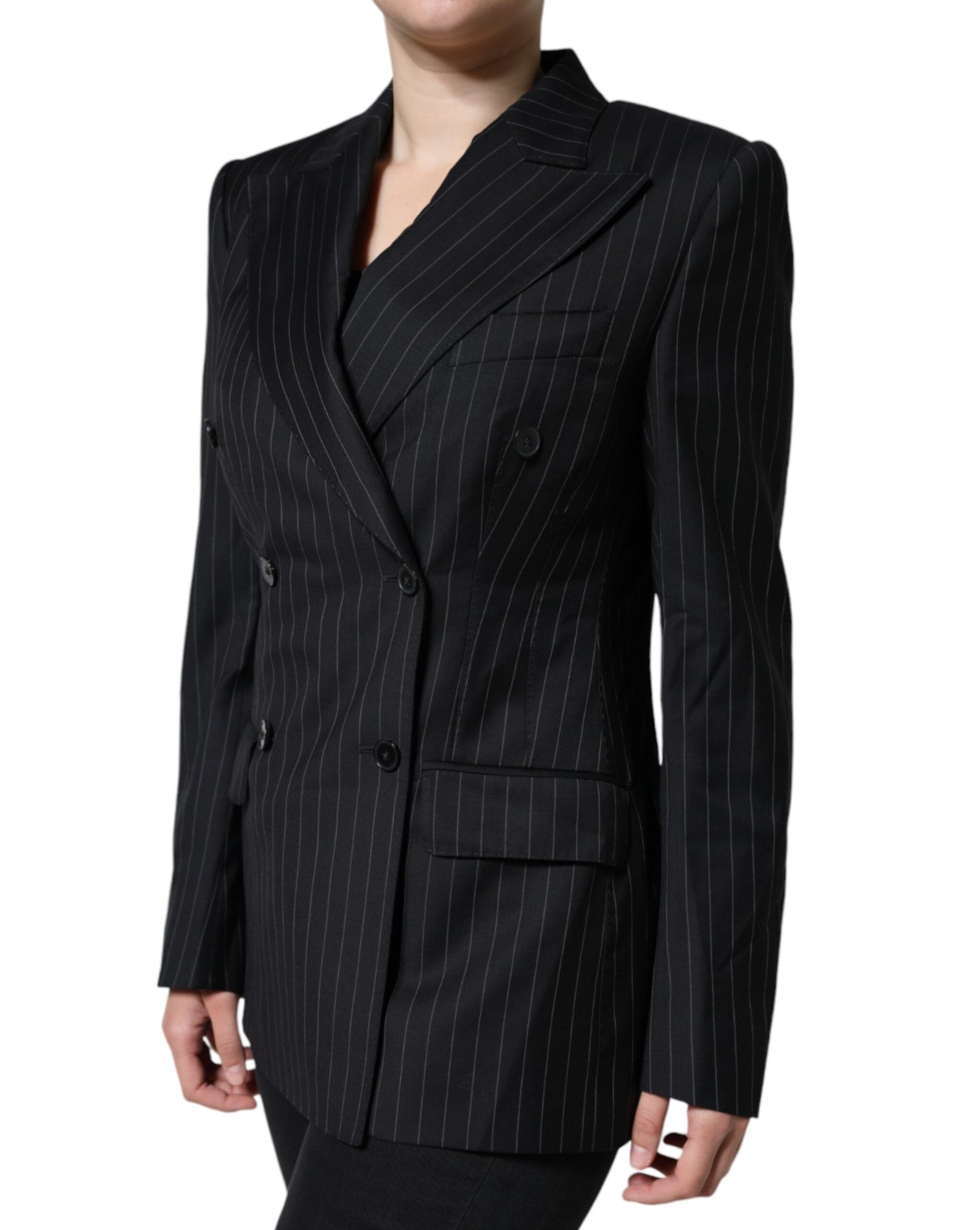 Dolce &amp; Gabbana Manteau croisé à rayures noires