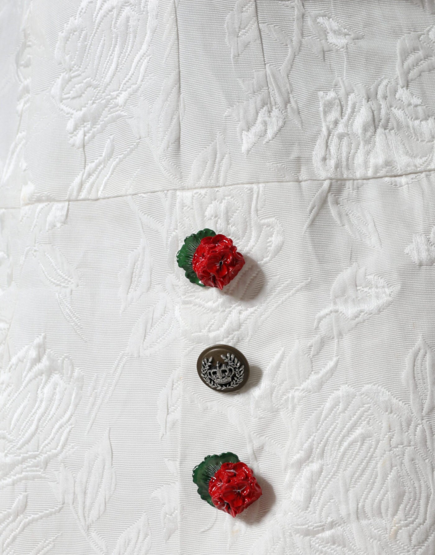 Mini-jupe à ornements en brocart floral blanc Dolce &amp; Gabbana