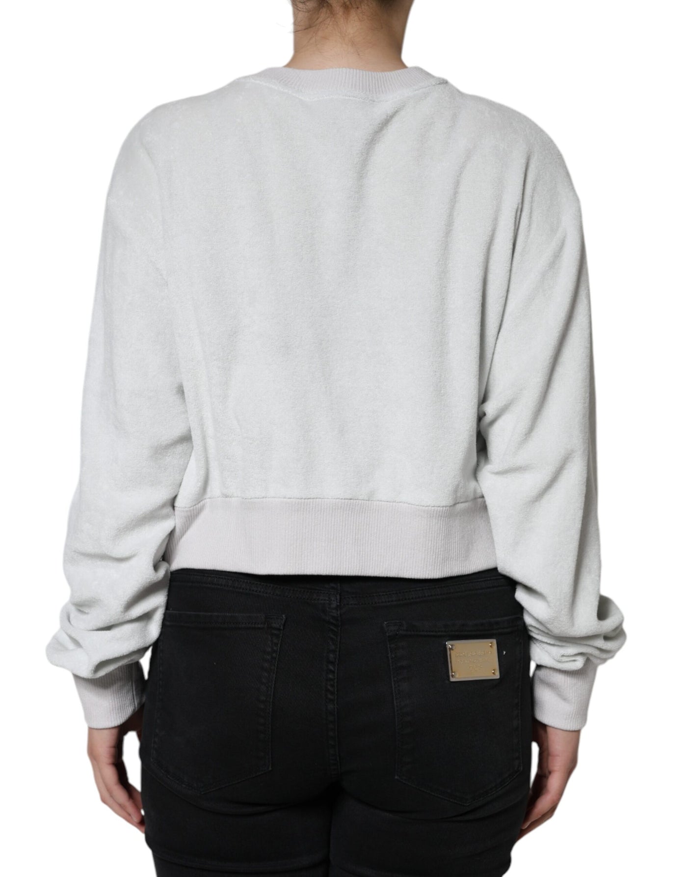 Dolce &amp; Gabbana Witte Nylon Stretch Trui met Ronde Hals