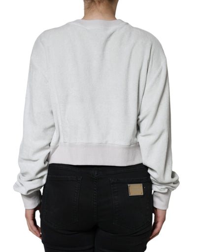 Dolce &amp; Gabbana Witte Nylon Stretch Trui met Ronde Hals