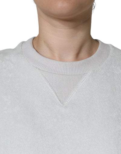 Dolce &amp; Gabbana Witte Nylon Stretch Trui met Ronde Hals