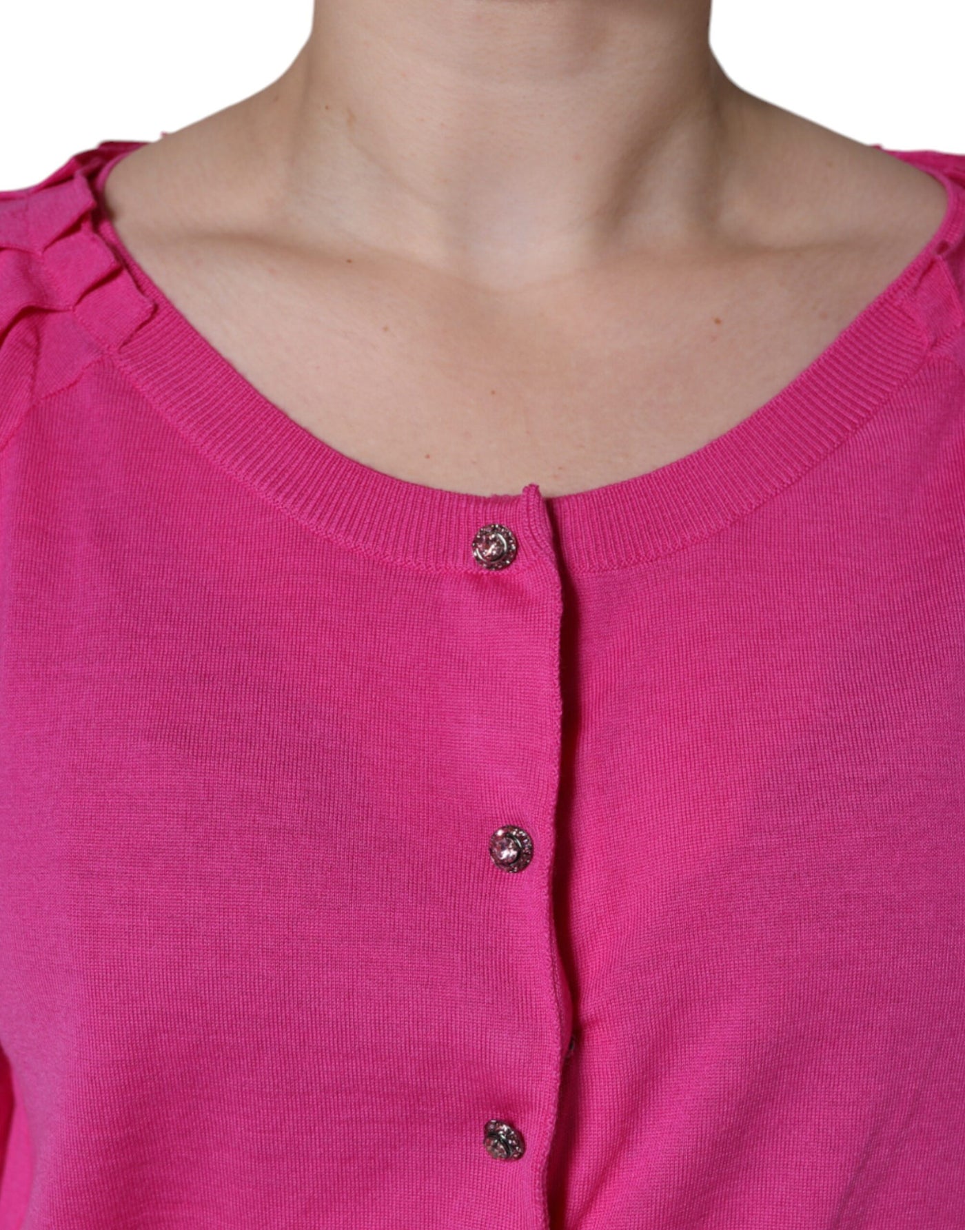 Chemisier boutonné à manches courtes en laine rose Dolce &amp; Gabbana