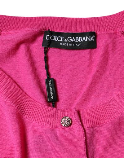 Chemisier boutonné à manches courtes en laine rose Dolce &amp; Gabbana