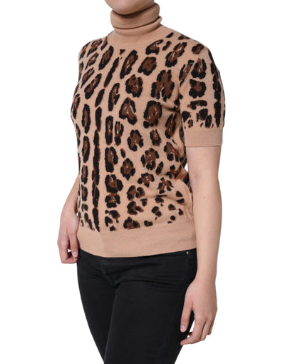 Dolce &amp; Gabbana beige luipaardprint wollen coltrui