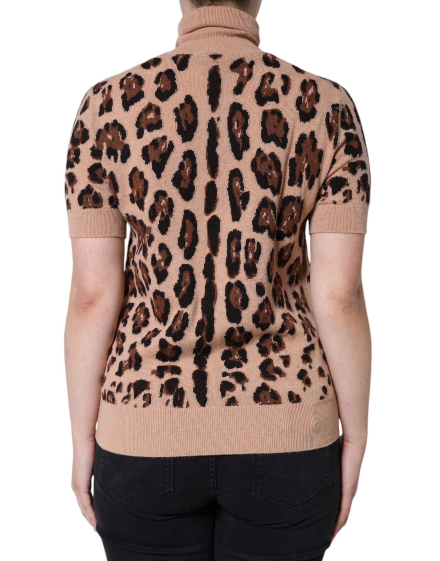 Dolce &amp; Gabbana beige luipaardprint wollen coltrui