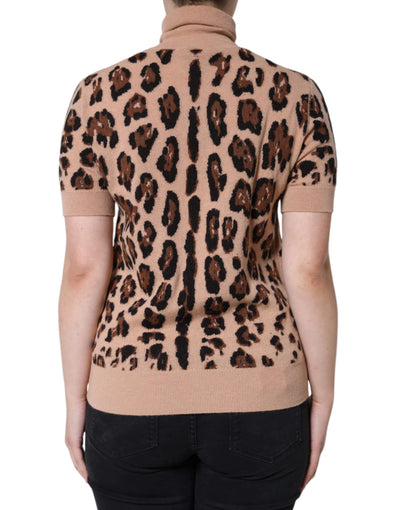 Dolce &amp; Gabbana beige luipaardprint wollen coltrui