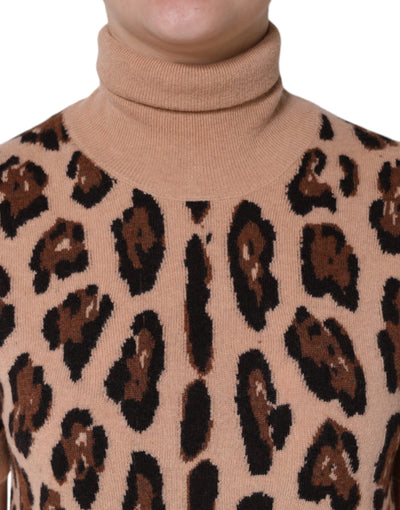 Dolce &amp; Gabbana beige luipaardprint wollen coltrui