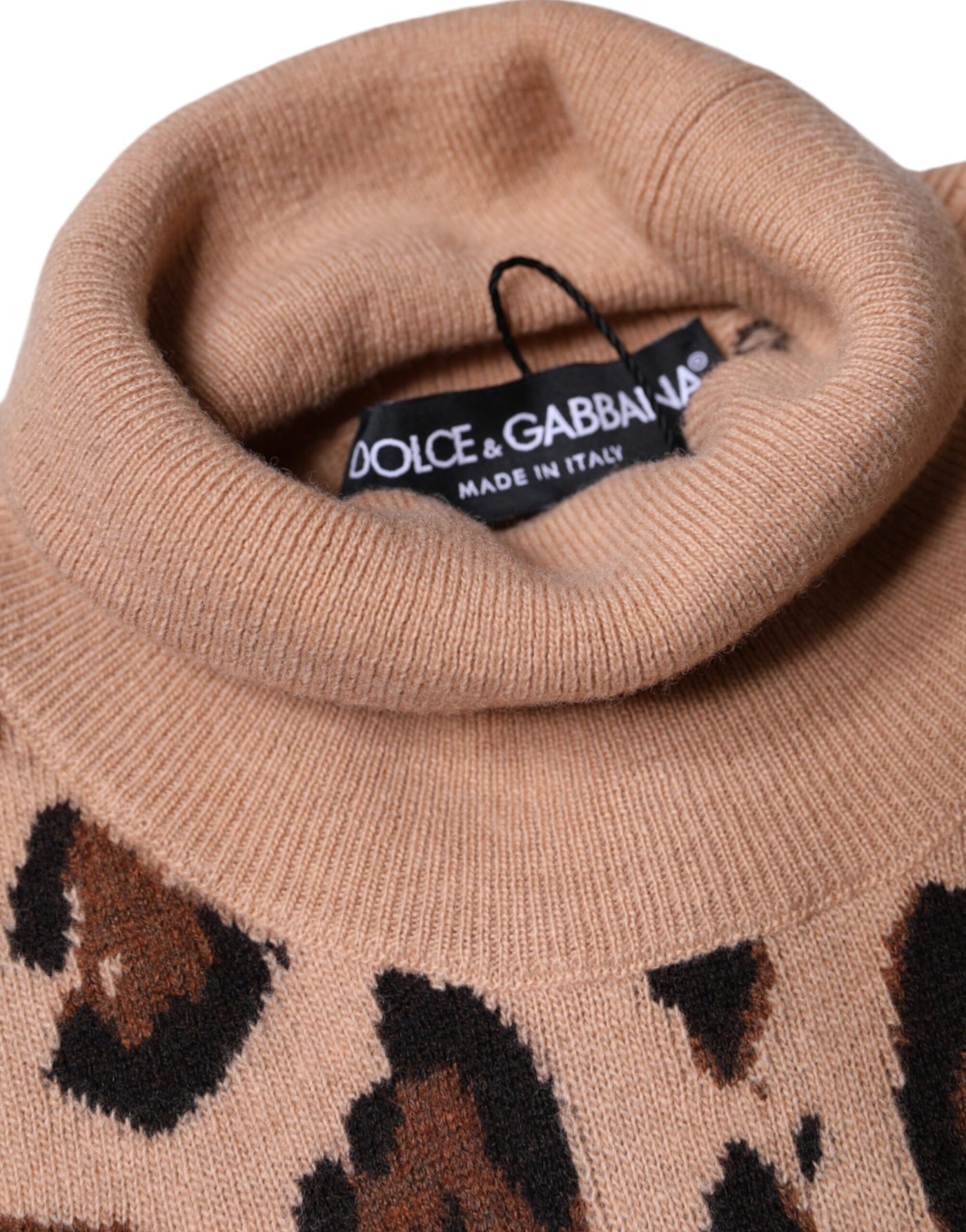 Dolce &amp; Gabbana beige luipaardprint wollen coltrui