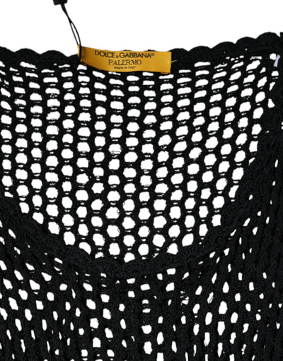 Dolce &amp; Gabbana Zwarte Mesh Doorschijnende Mouwloze Tanktop