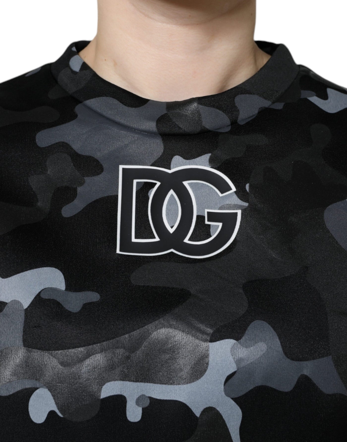 Sweat-shirt à col rond camouflage noir Dolce &amp; Gabbana