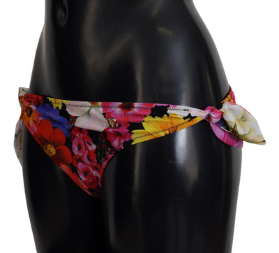 Bas de bikini noir à imprimé floral Dolce &amp; Gabbana