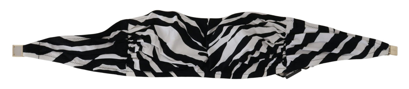 Haut de bikini bandeau Dolce &amp; Gabbana à imprimé zèbre noir et blanc