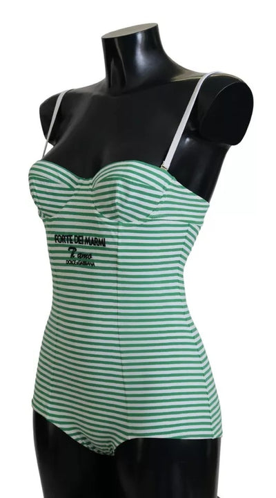 Maillot de bain une pièce Dolce &amp; Gabbana à rayures blanches et vertes