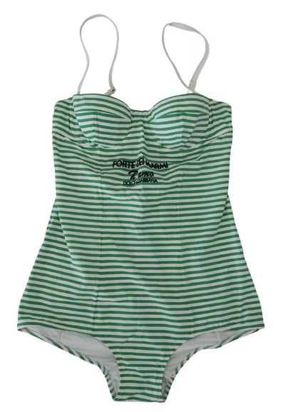 Maillot de bain une pièce Dolce &amp; Gabbana à rayures blanches et vertes