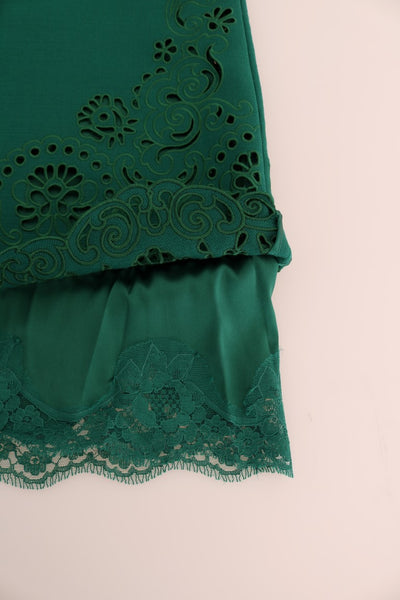 Robe en laine et soie à découpes florales vertes Dolce &amp; Gabbana