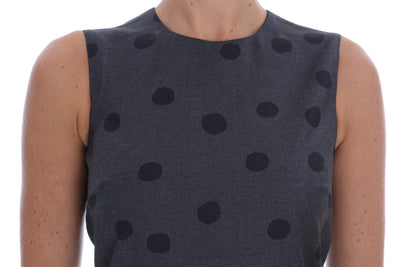 Robe fourreau en laine grise à pois Dolce &amp; Gabbana