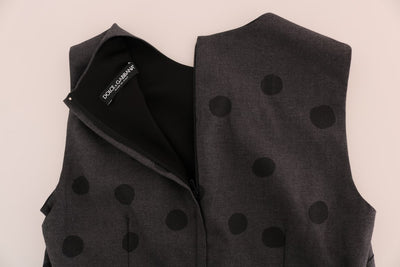 Robe fourreau en laine grise à pois Dolce &amp; Gabbana