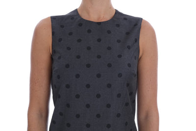 Robe fourreau en laine grise à pois Dolce &amp; Gabbana