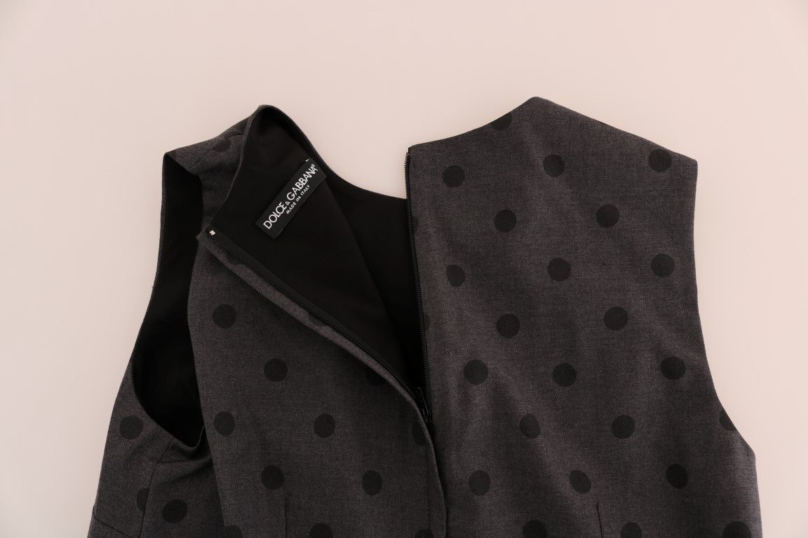 Robe fourreau en laine grise à pois Dolce &amp; Gabbana