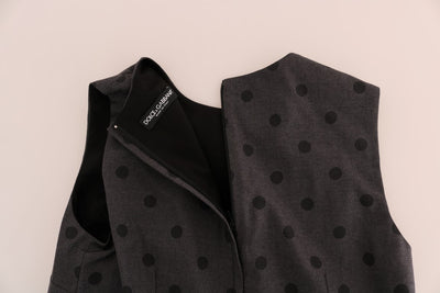 Robe fourreau en laine grise à pois Dolce &amp; Gabbana