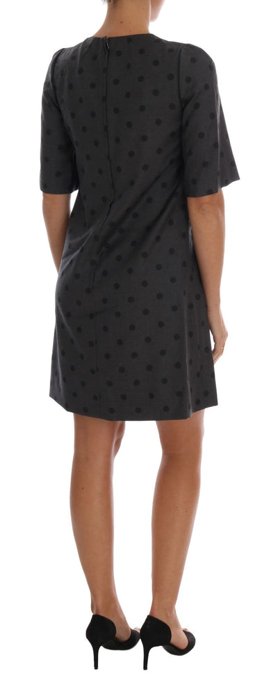 Robe fourreau en laine grise à pois Dolce &amp; Gabbana