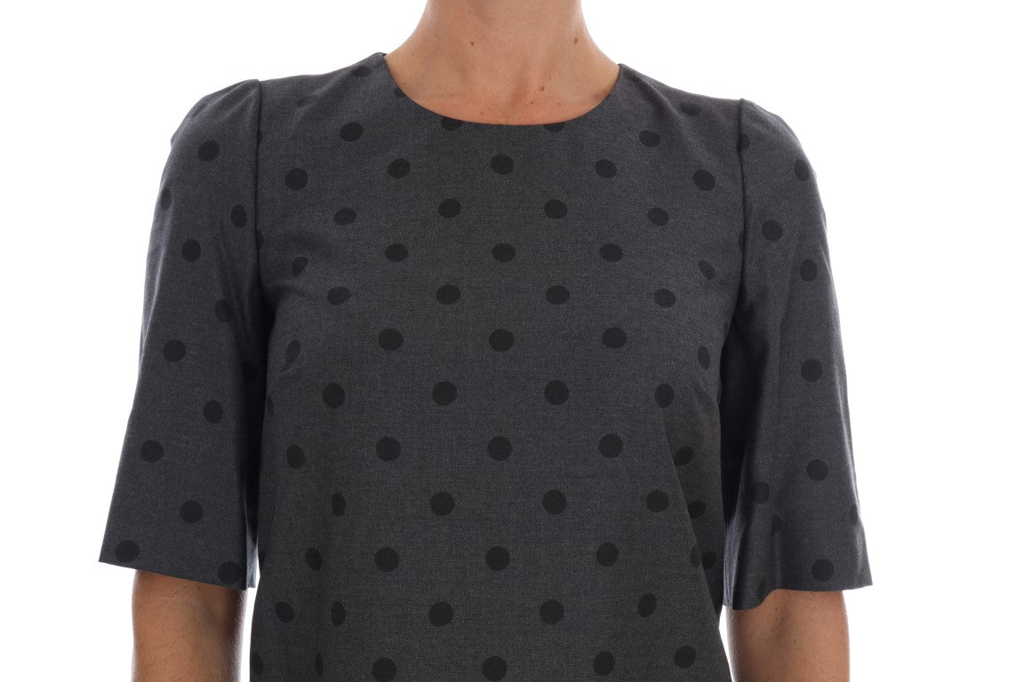 Robe fourreau en laine grise à pois Dolce &amp; Gabbana