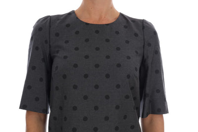 Robe fourreau en laine grise à pois Dolce &amp; Gabbana
